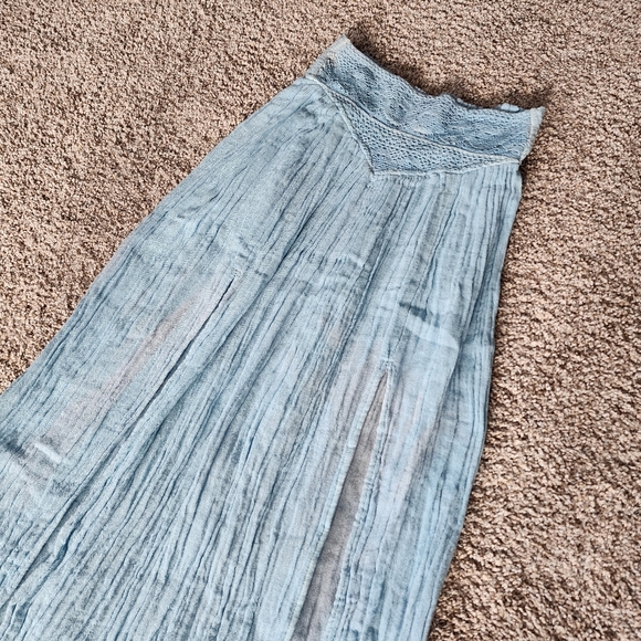 New Free People Jen's Pirate Booty Blue Gauze Maxi Skirt - Picture 3 of 12